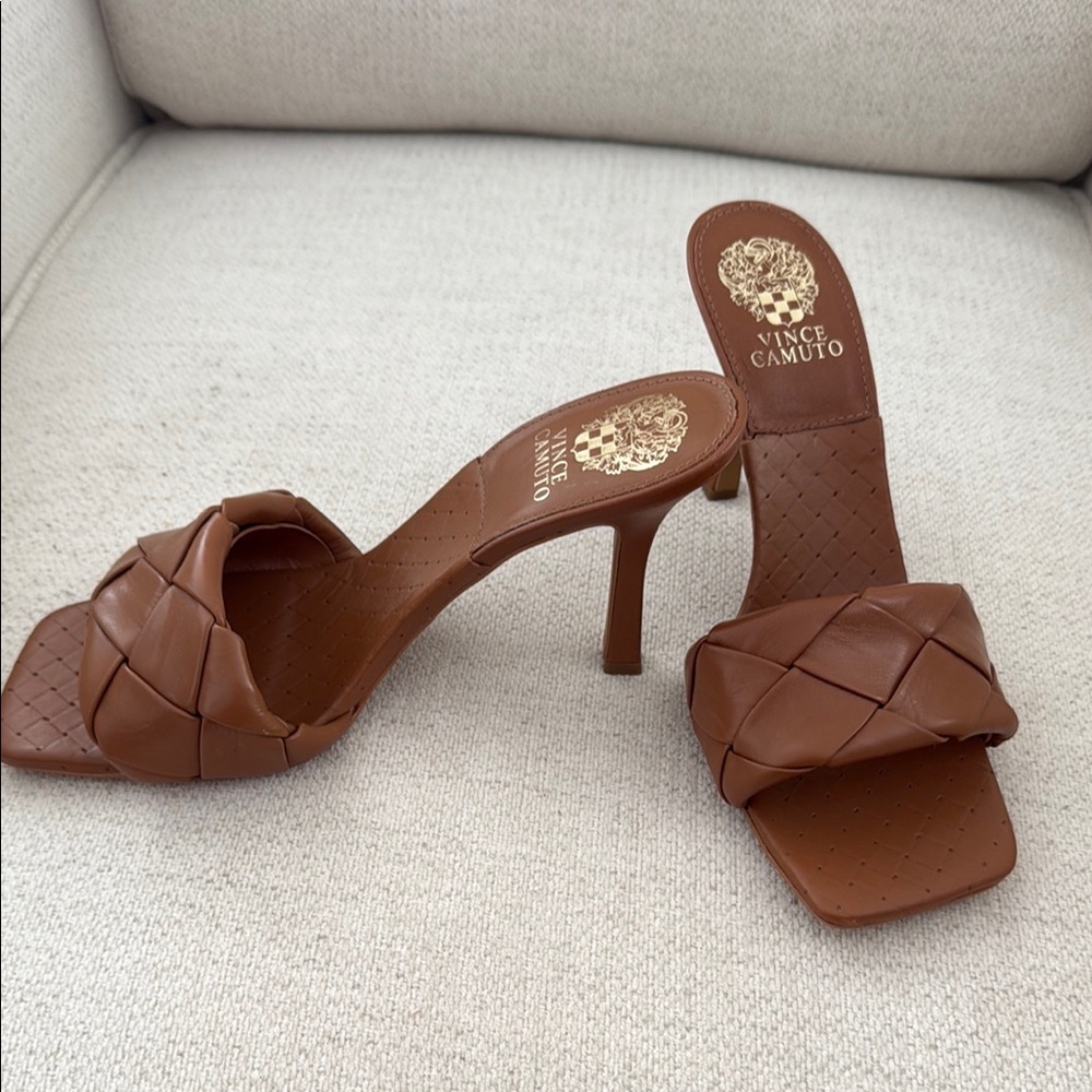 Vince Camuto Tan Braided Heels